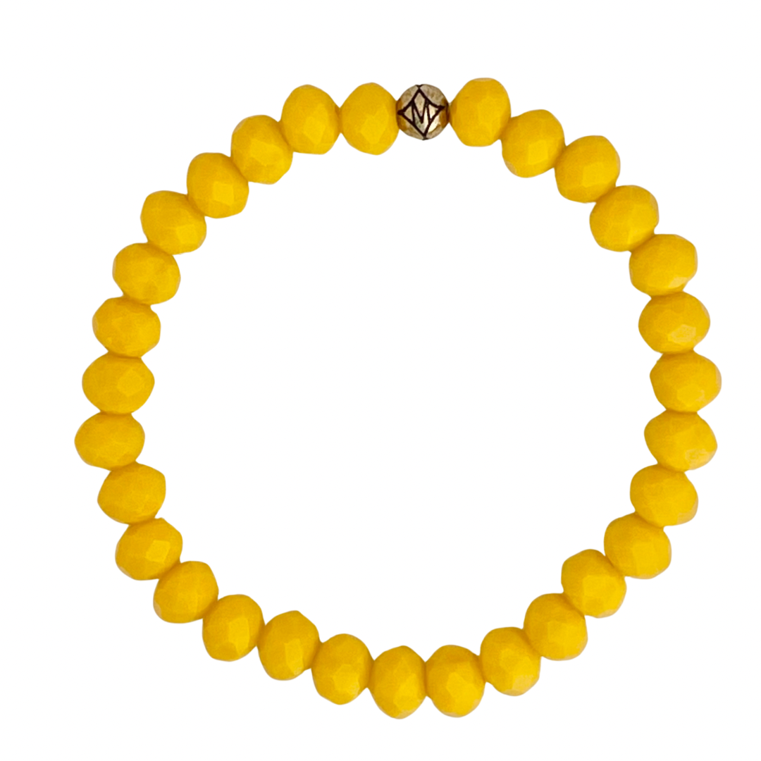 Dillon 8mm Mustard Crystal Beaded Bracelet