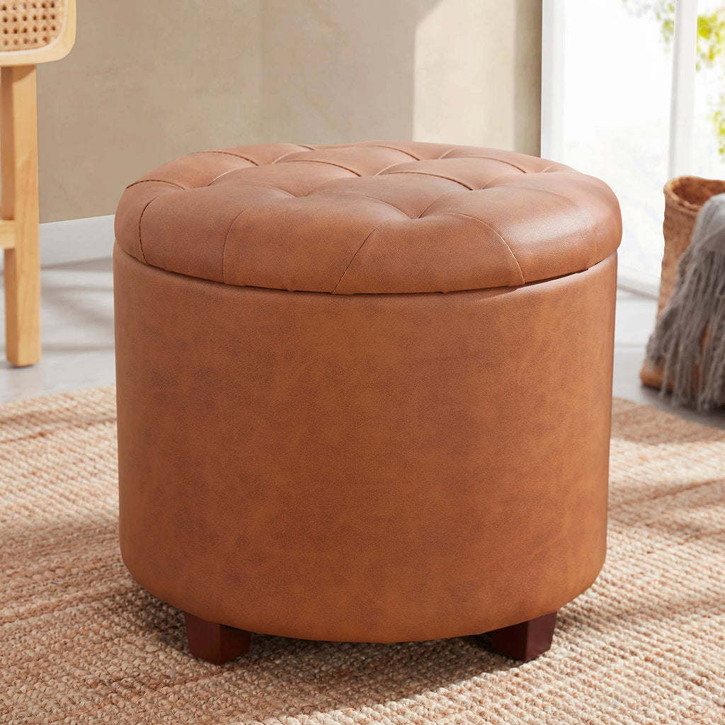 Donovan Round Tufted Storage Ottoman