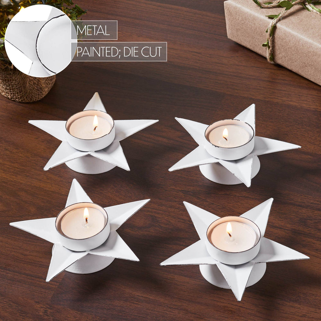 Tealight Holder Star Antique White 1.5x5x5