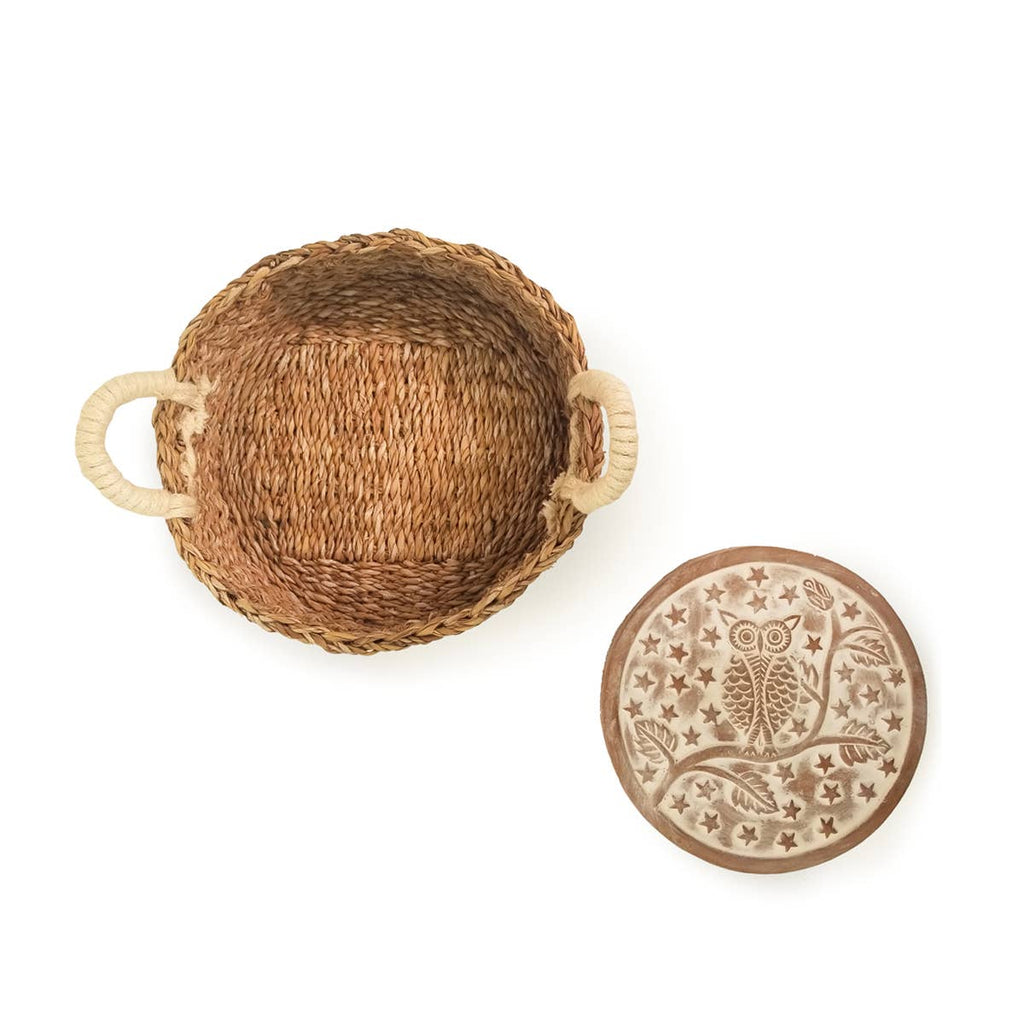 Handmade Bread Warmer & Wicker Basket - Owl Round