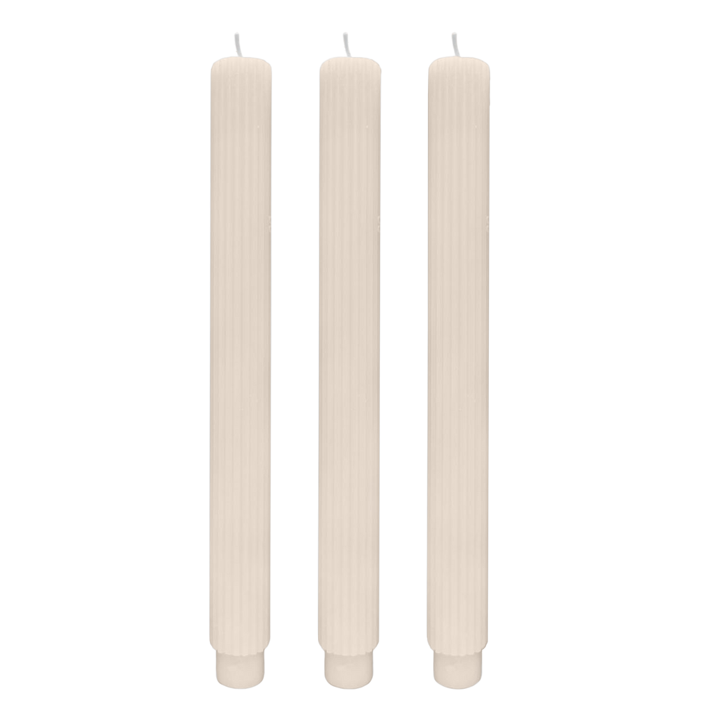 Fluted 10" Taper Candles, Set of 3