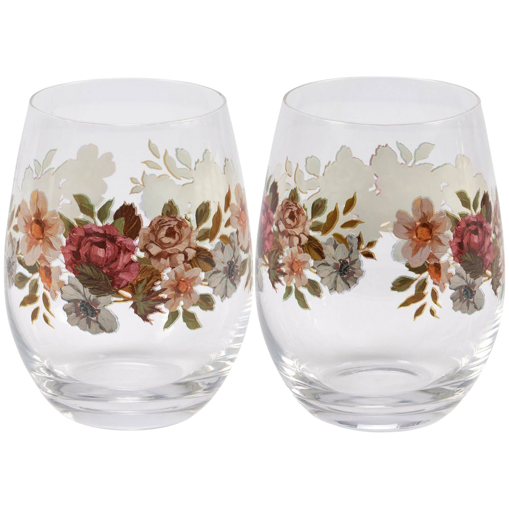 Moody Floral Wine Glass