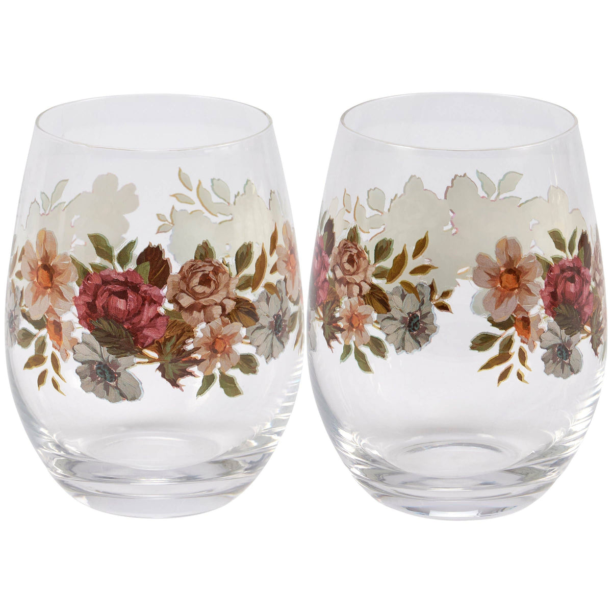 Moody Floral Wine Glass