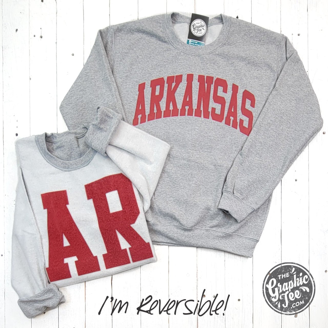 Arkansas Reversible Sport Grey Crewneck Sweatshirt