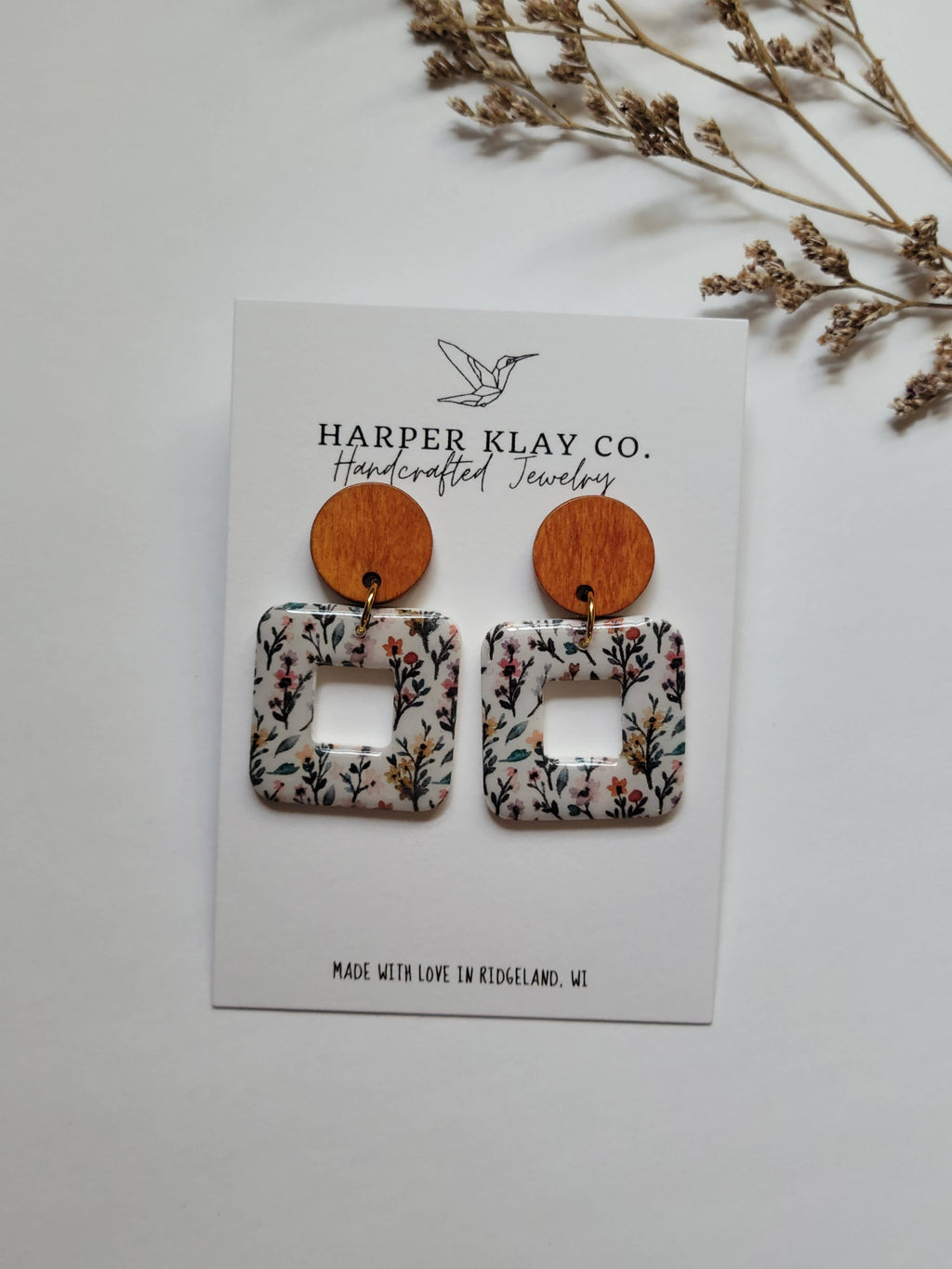 The Square Floral Set- Polymer Clay Earrings