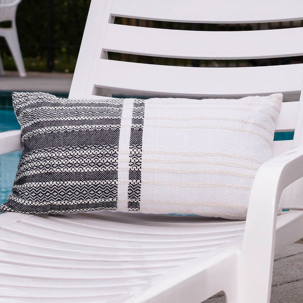 Genevieve 12X22" Handwoven Striped In/Outdoor Throw Pillow