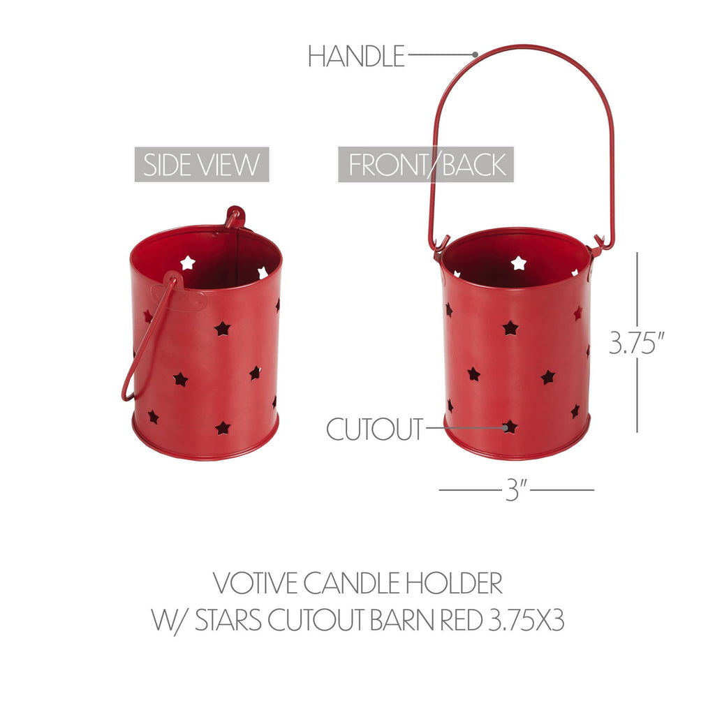 Starry Night Red Metal Candle Holder 3.75x3x3
