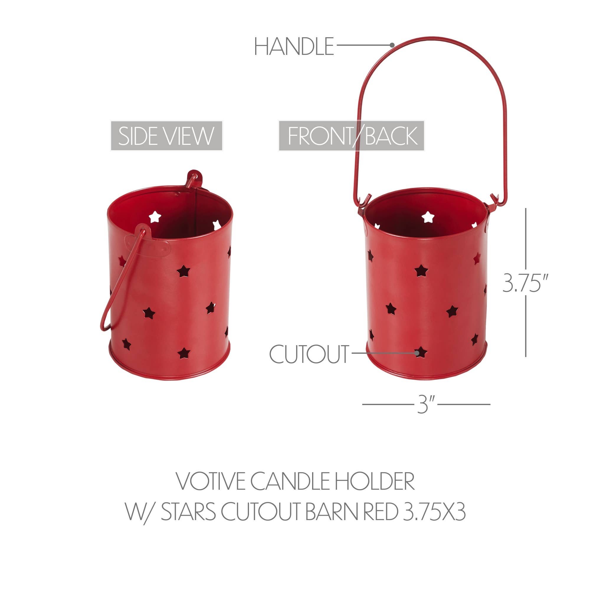 Starry Night Red Metal Candle Holder 3.75x3x3