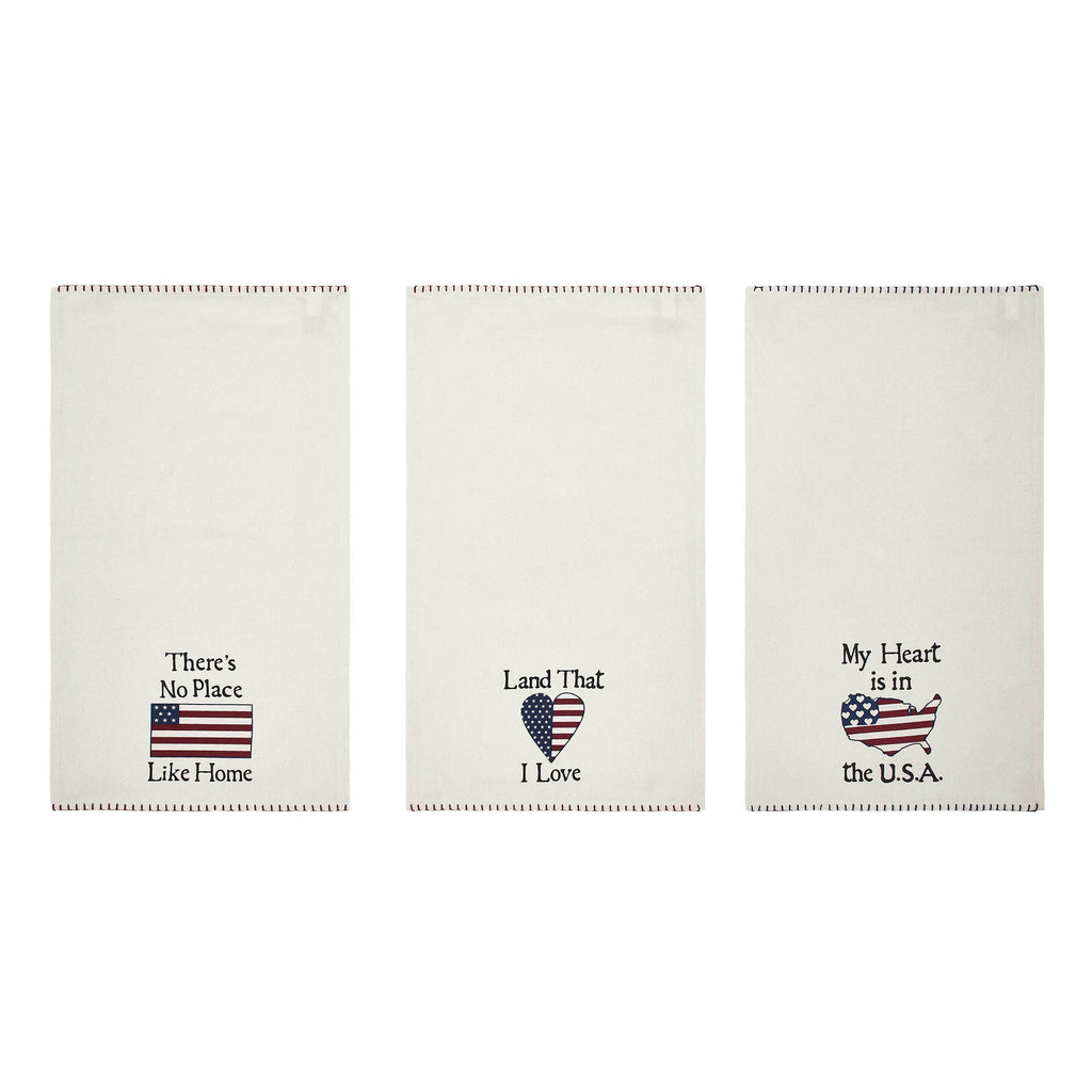 The Land That I Love Americana Tea Towel Set of 3 16x28
