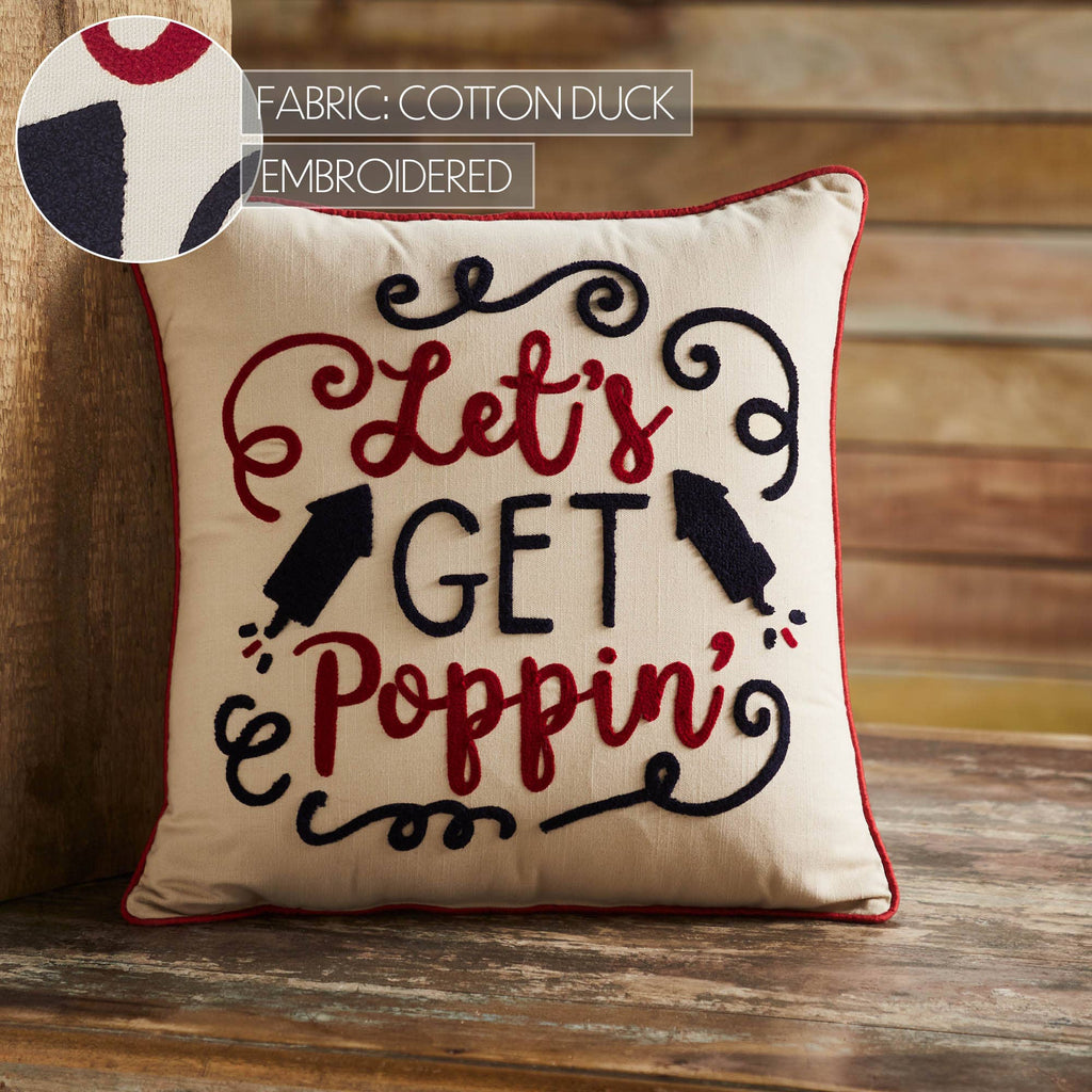 Let's Get Poppin 4th of July Pillow 18x18
