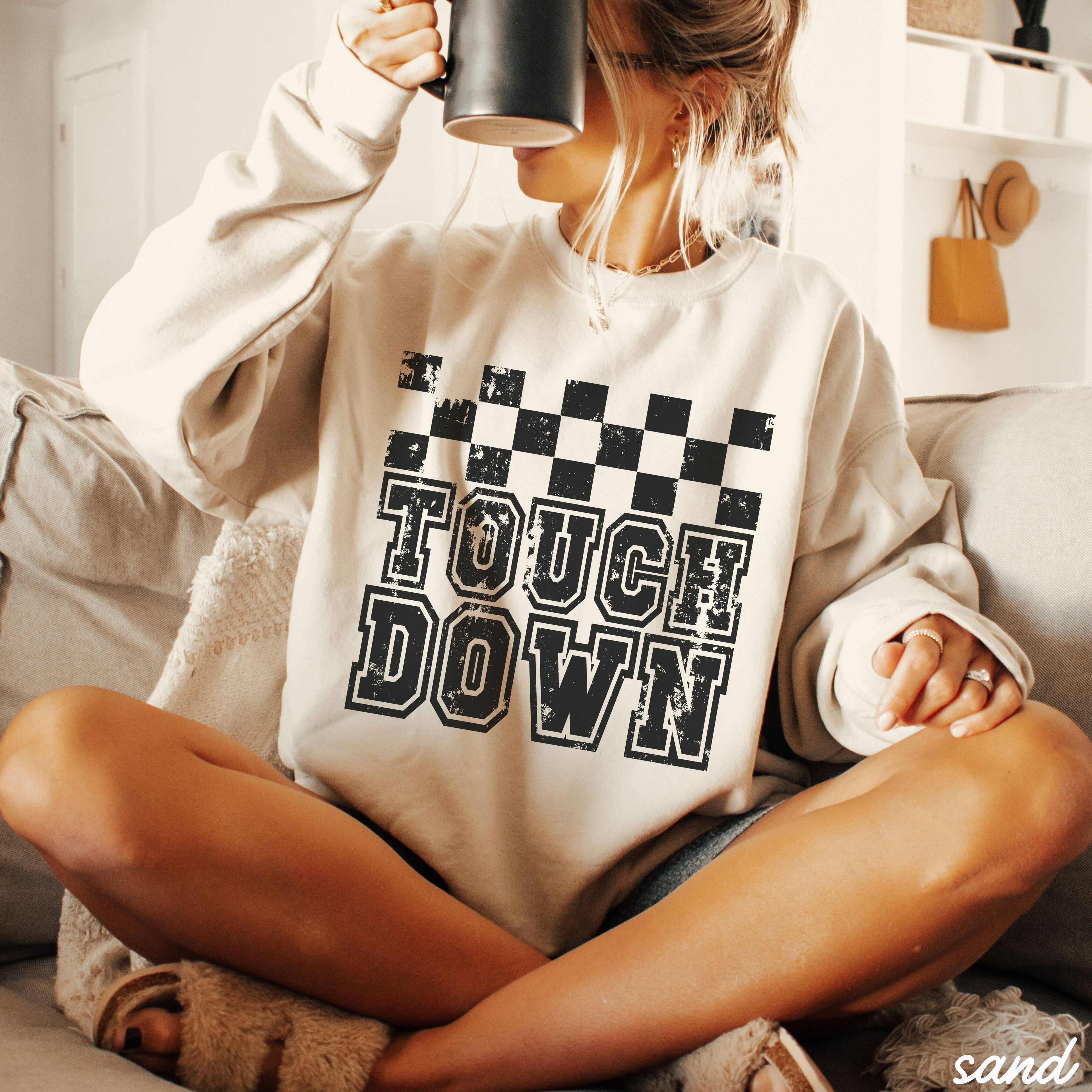 Touch Down Football Checkered Sweatshirt