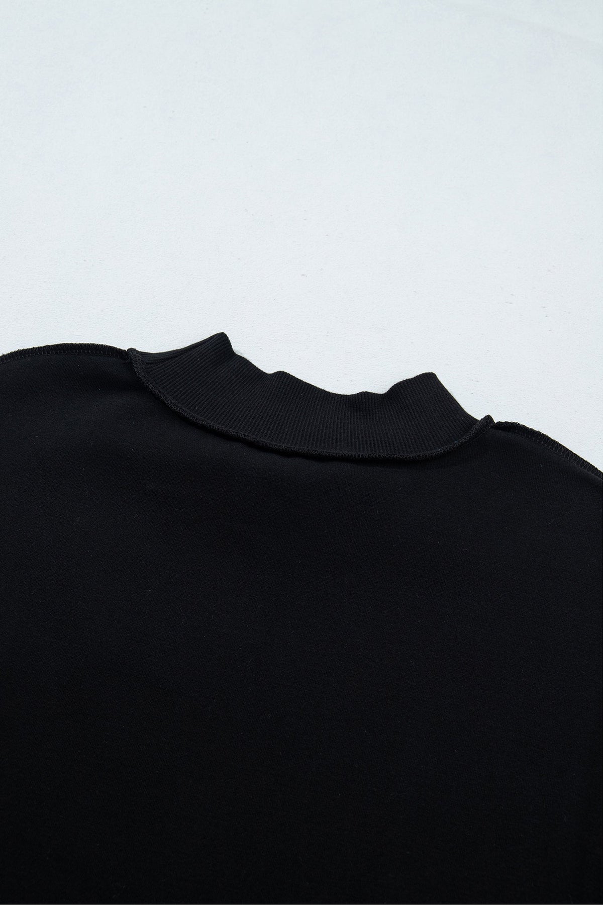 Black CHRIST IS KING Embroidery High Neck Baggy Sweatshirt