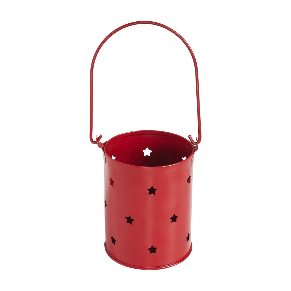 Starry Night Red Metal Candle Holder 3.75x3x3