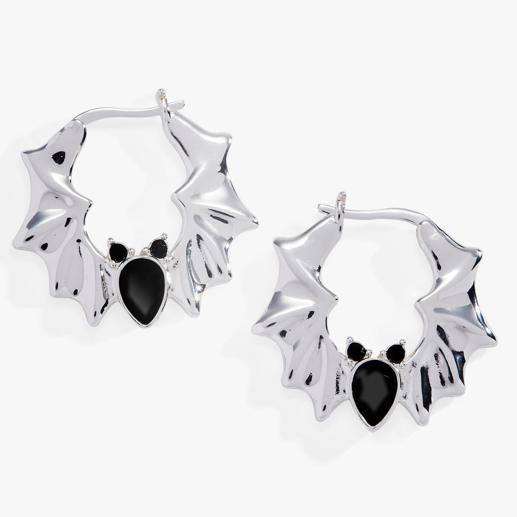Crystal Bat Hoop Earrings