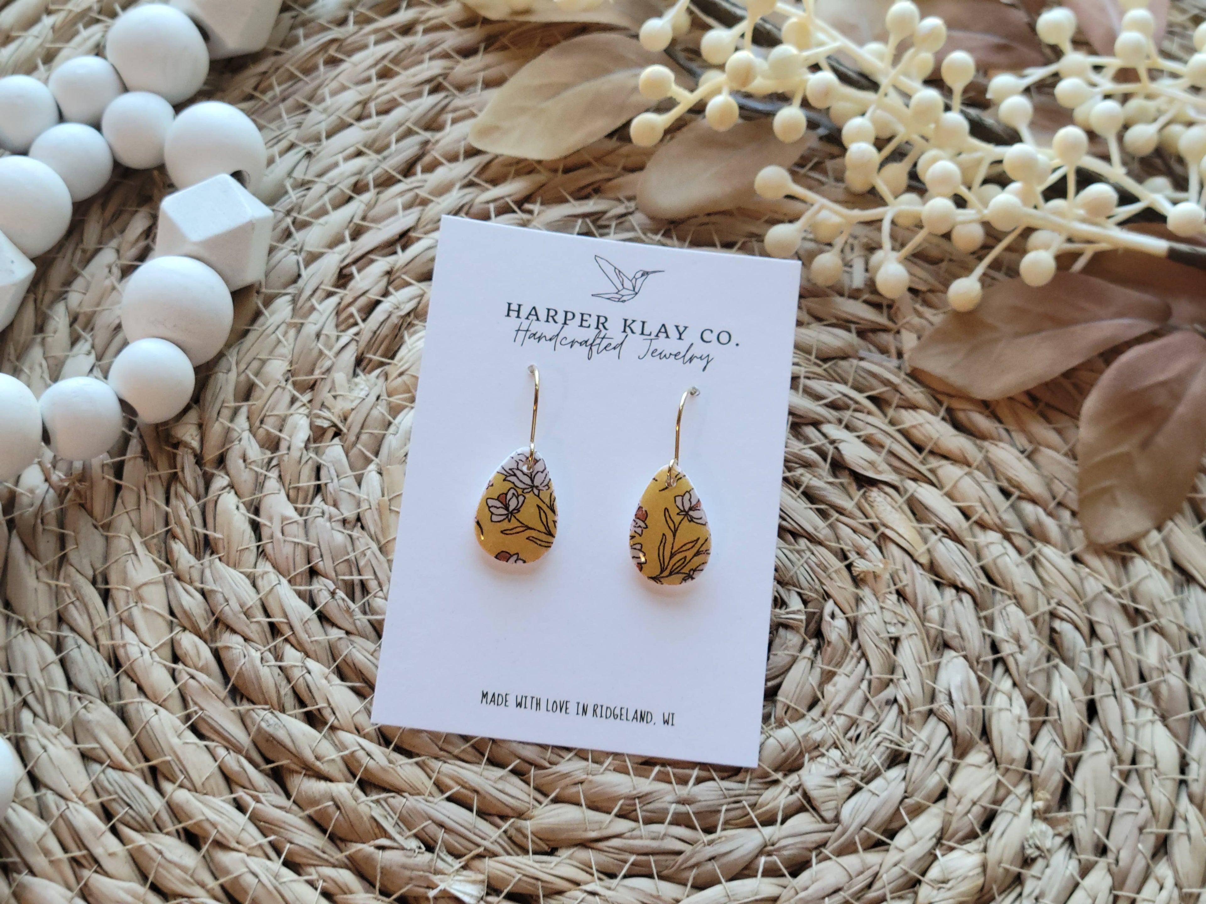 The Mustard Yellow Teardrop Set- Polymer Clay Earrings