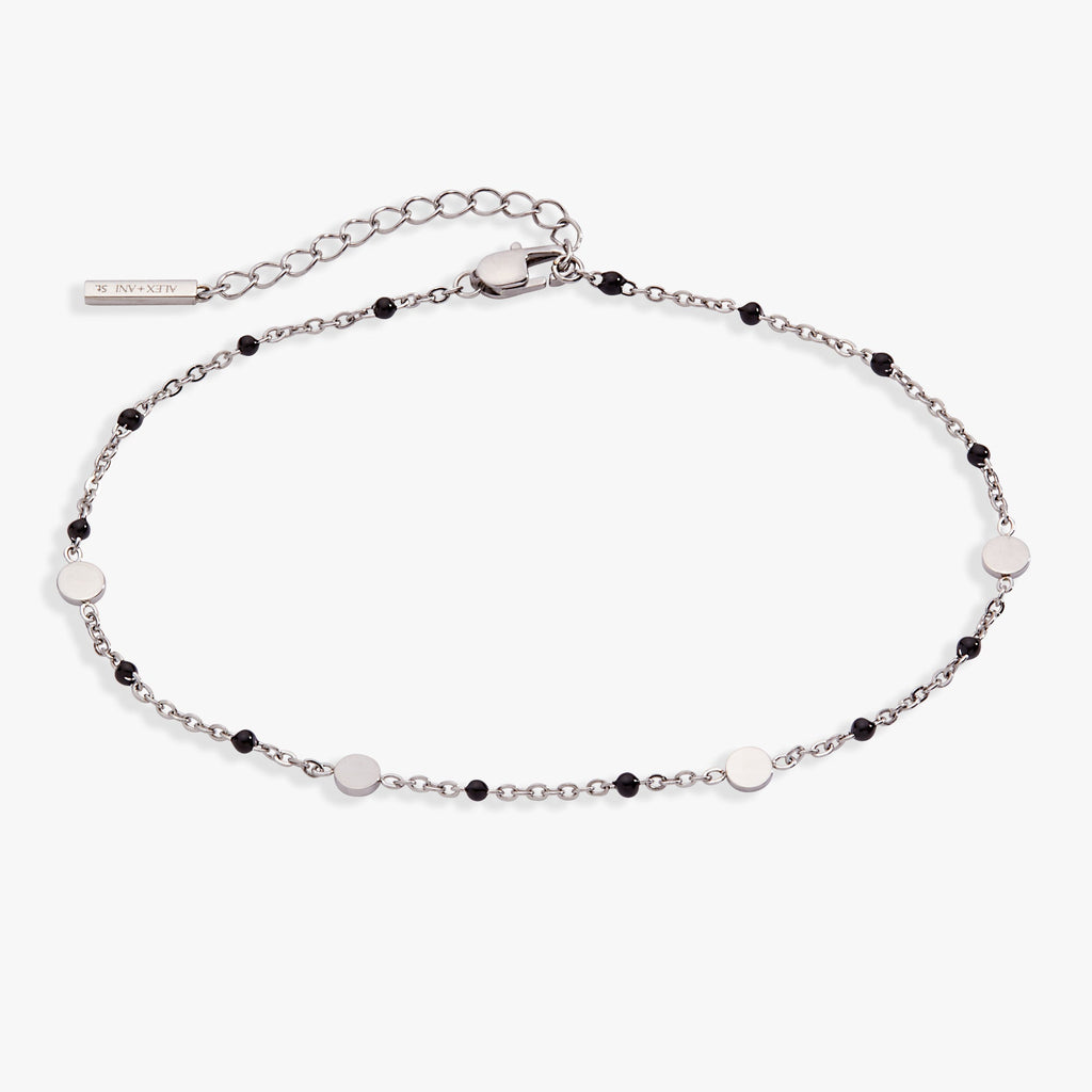 Black Enameled Chain Coin Station Anklet