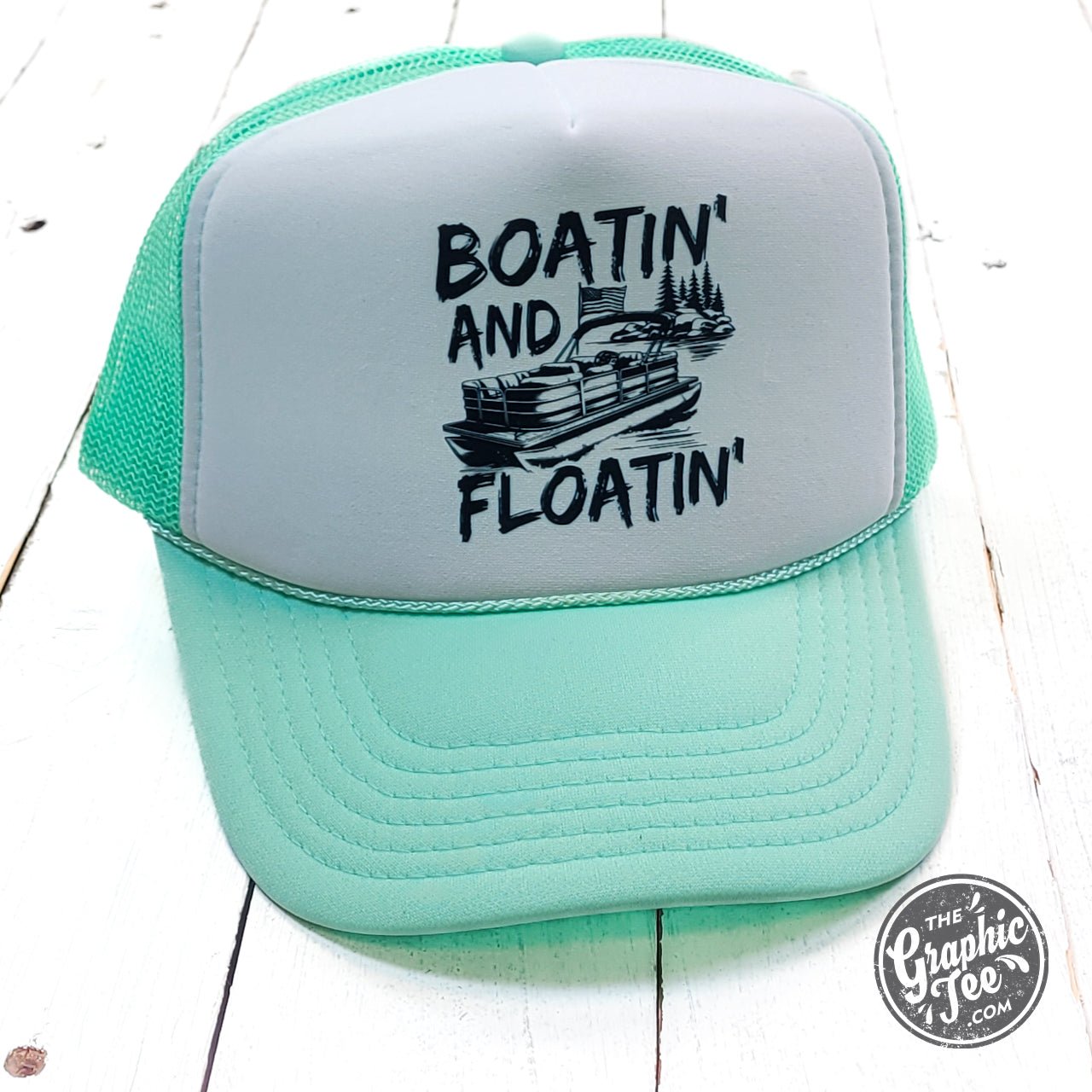 Boatin' and Floatin' Seafoam and White Foam Trucker Cap