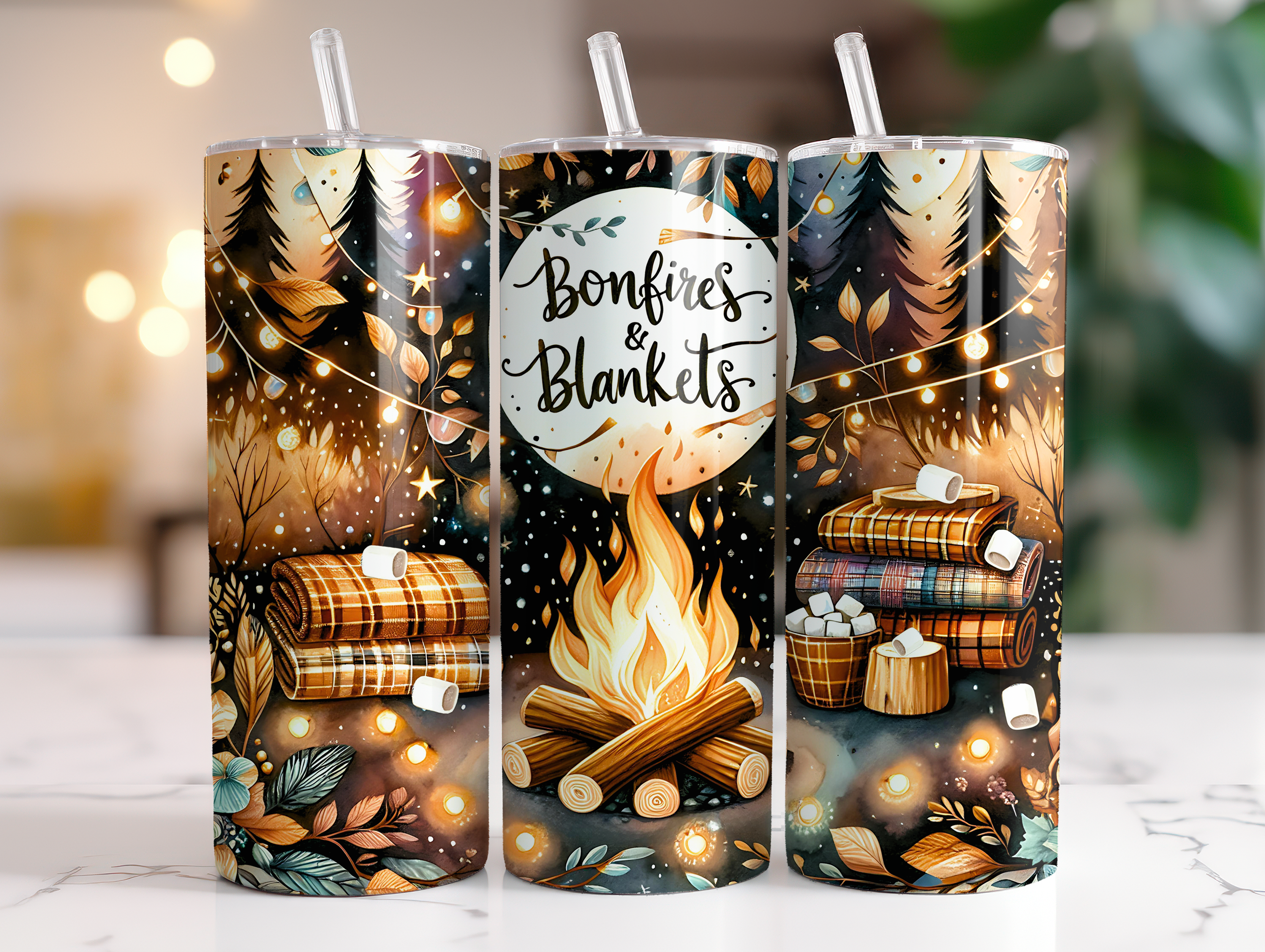 Bonfires & Blankets 20oz Skinny Tumbler