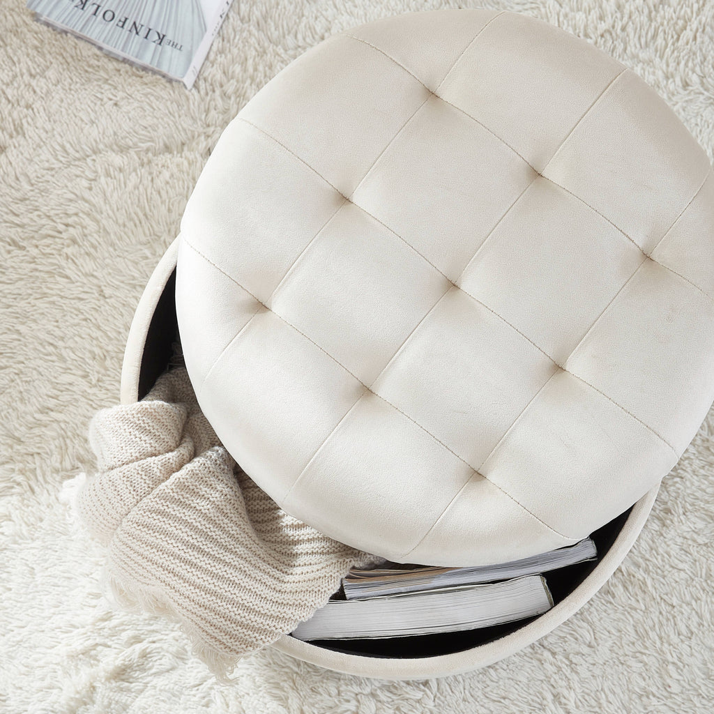 Donovan Round Tufted Storage Ottoman