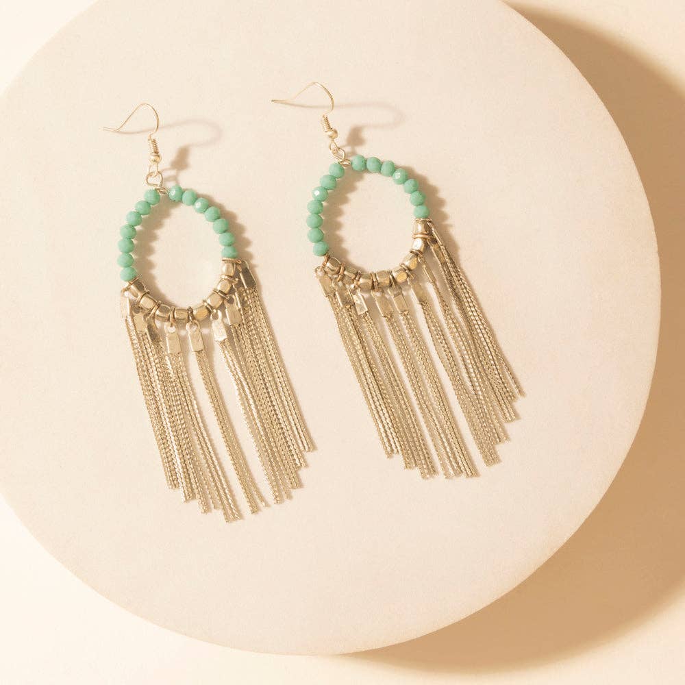 Desert River Fringe Earrings in Mist Aqua Myra Bag