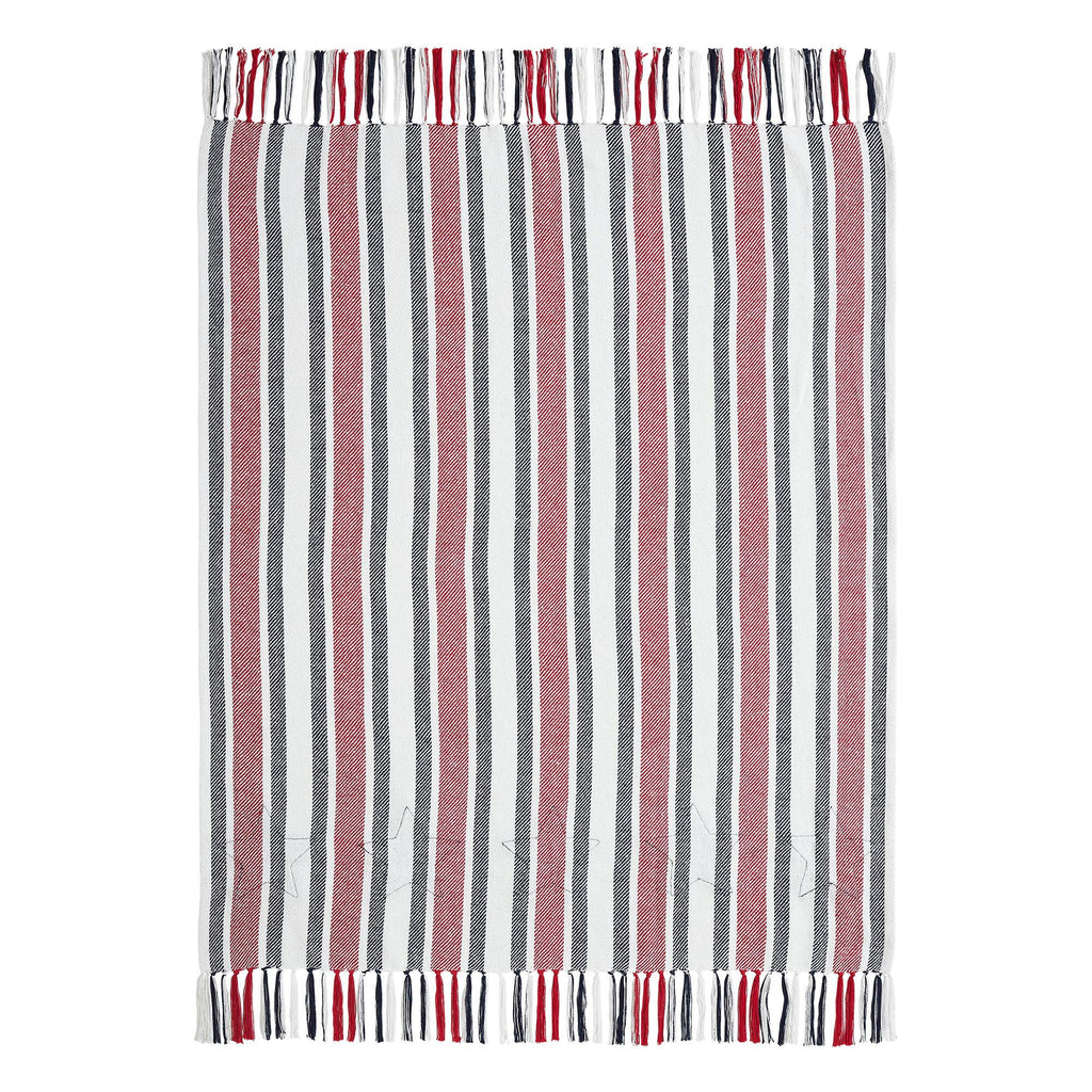 Americana Red White Blue Stripe Throw Blanket 50x60