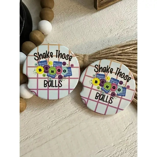Shake Those Balls - Bingo Ceramic Car Coaster