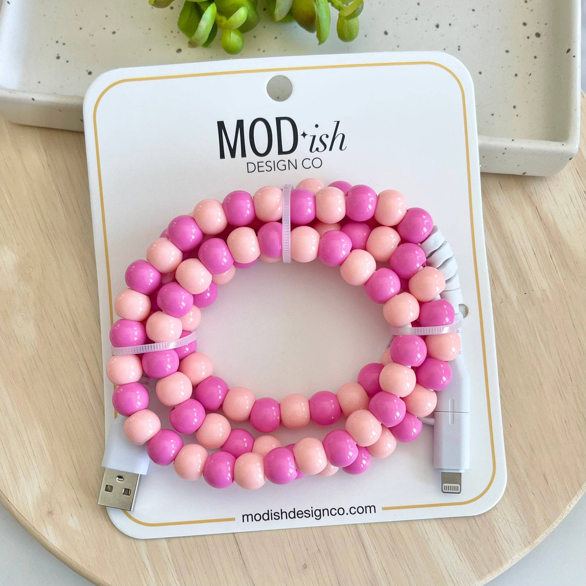 Beaded Phone Charger - Pinks