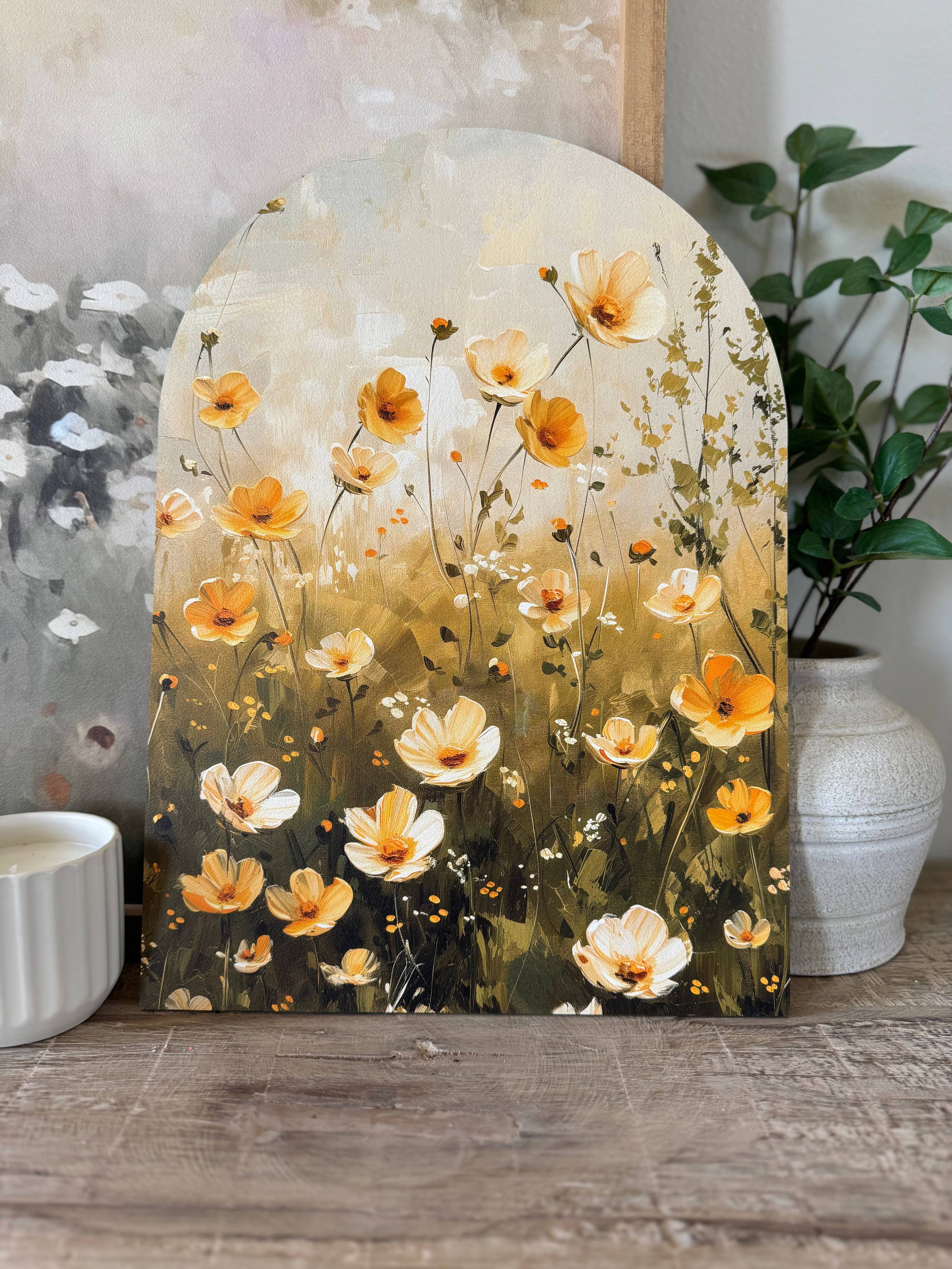 Yellow Summer Vintage, Wood Arch | Summer Decor Art