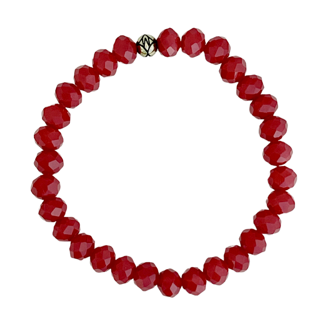 Dillon 8mm Red Crystal Beaded Bracelet