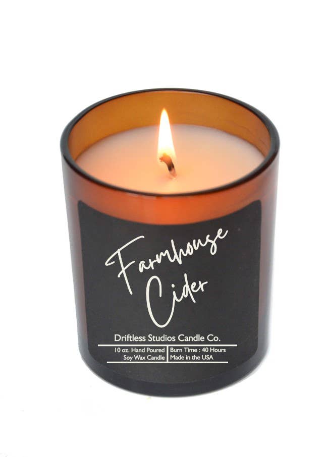 Farmhouse Cider Fall Soy Candle -10oz Jar + Lid Black Label