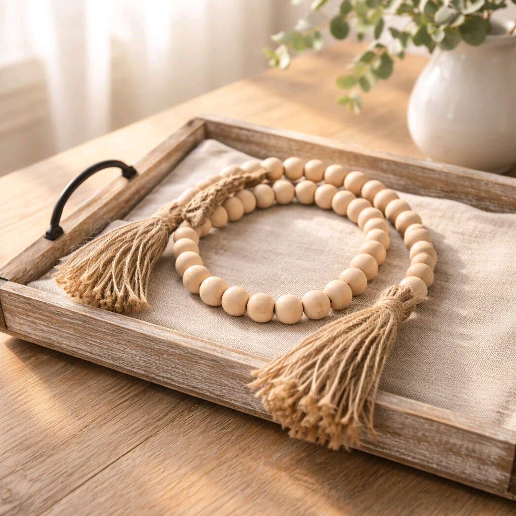 Natural Beaded Garland 60 in