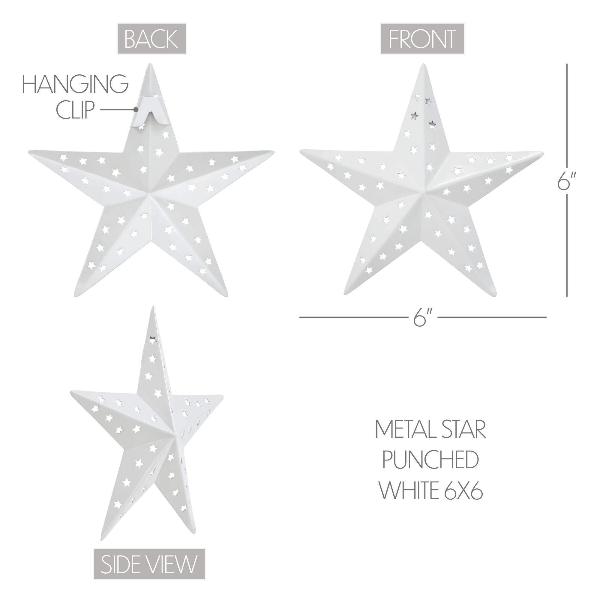 Metal Star Punched White 6x6