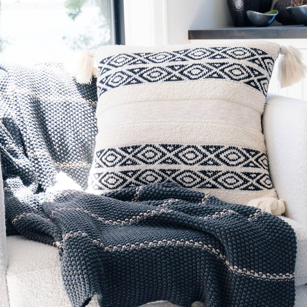 Necalli 18X18" Reversible Striped Cotton Throw Pillow