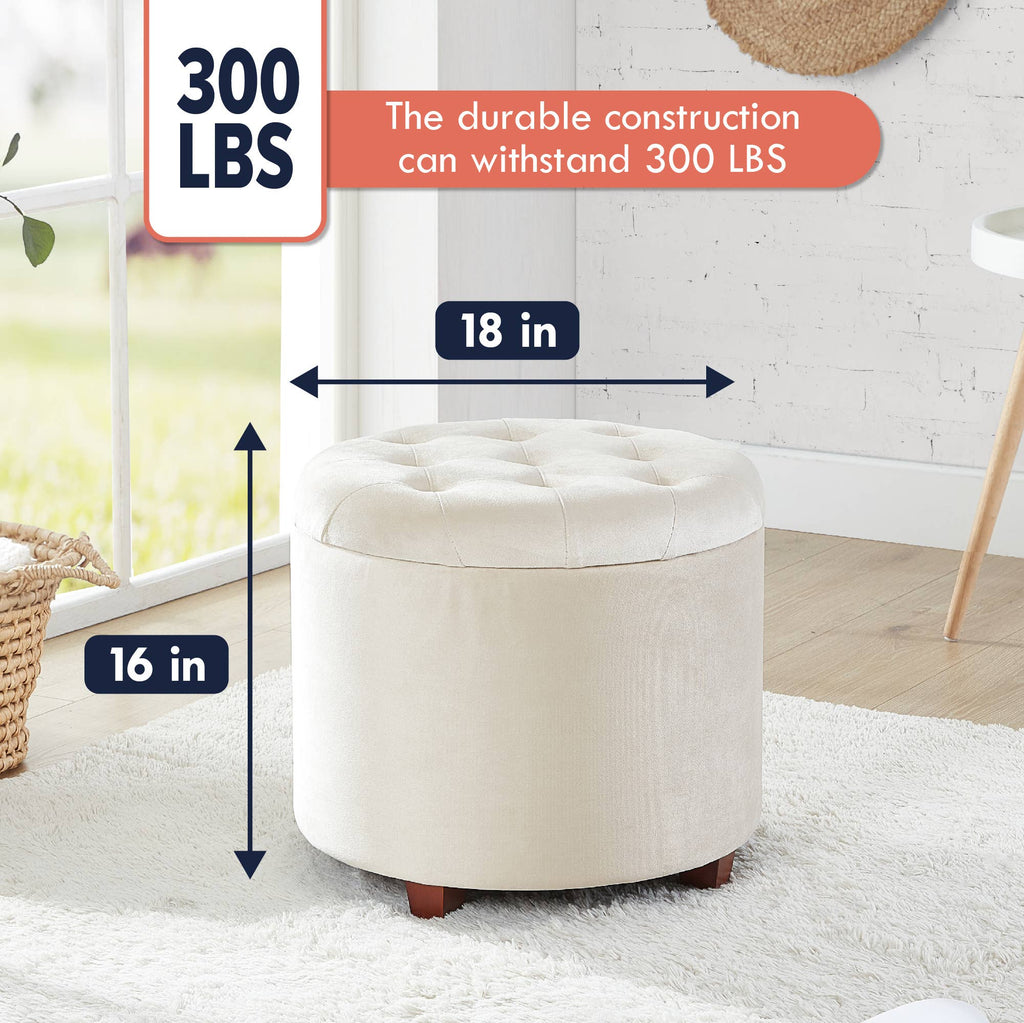 Donovan Round Tufted Storage Ottoman