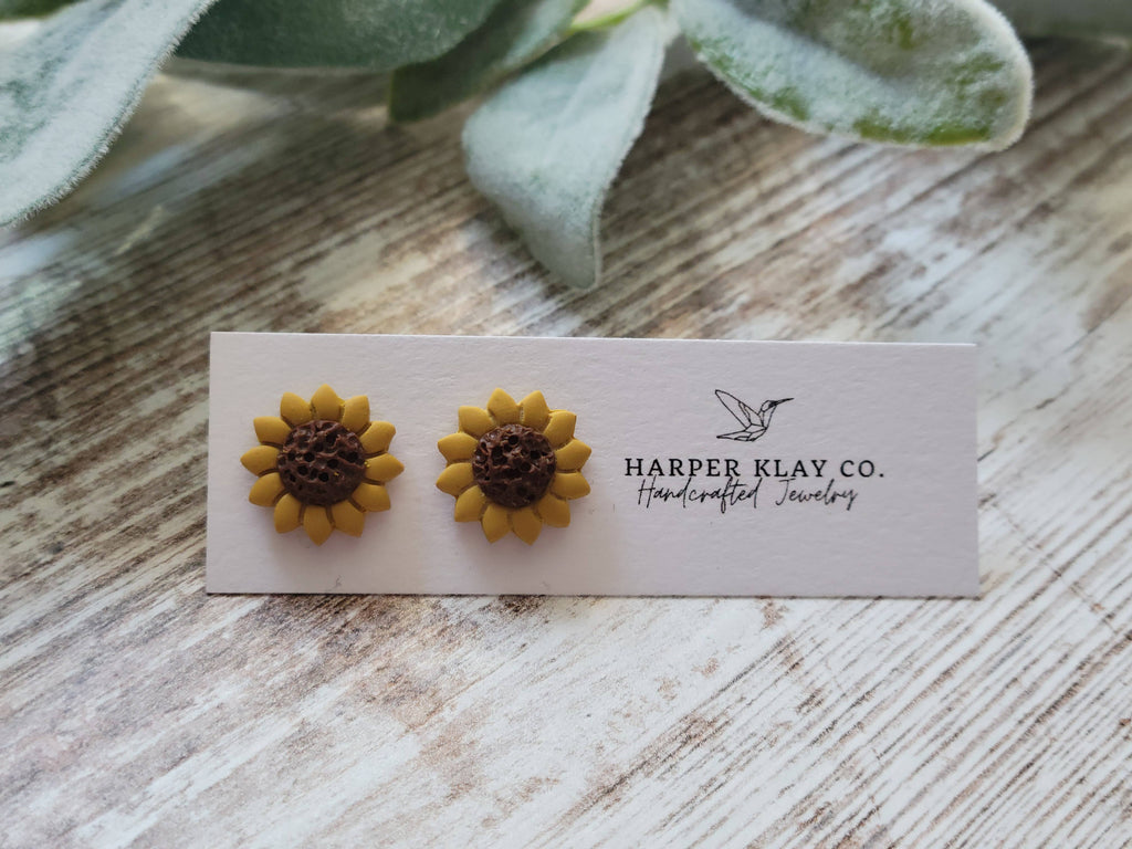 The Sunflower Clay Stud Earrings