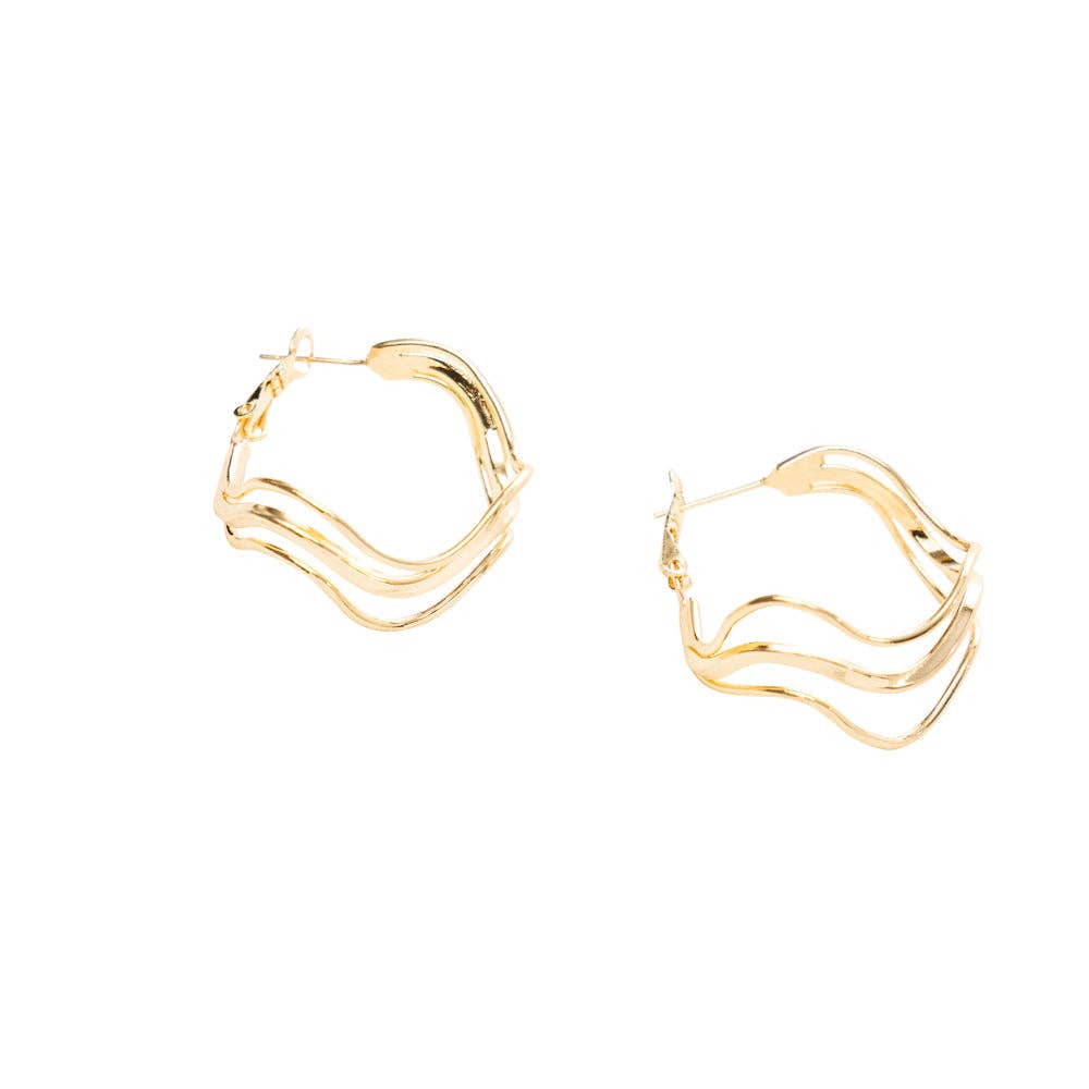 Golden Wave Earrings Myra Bag