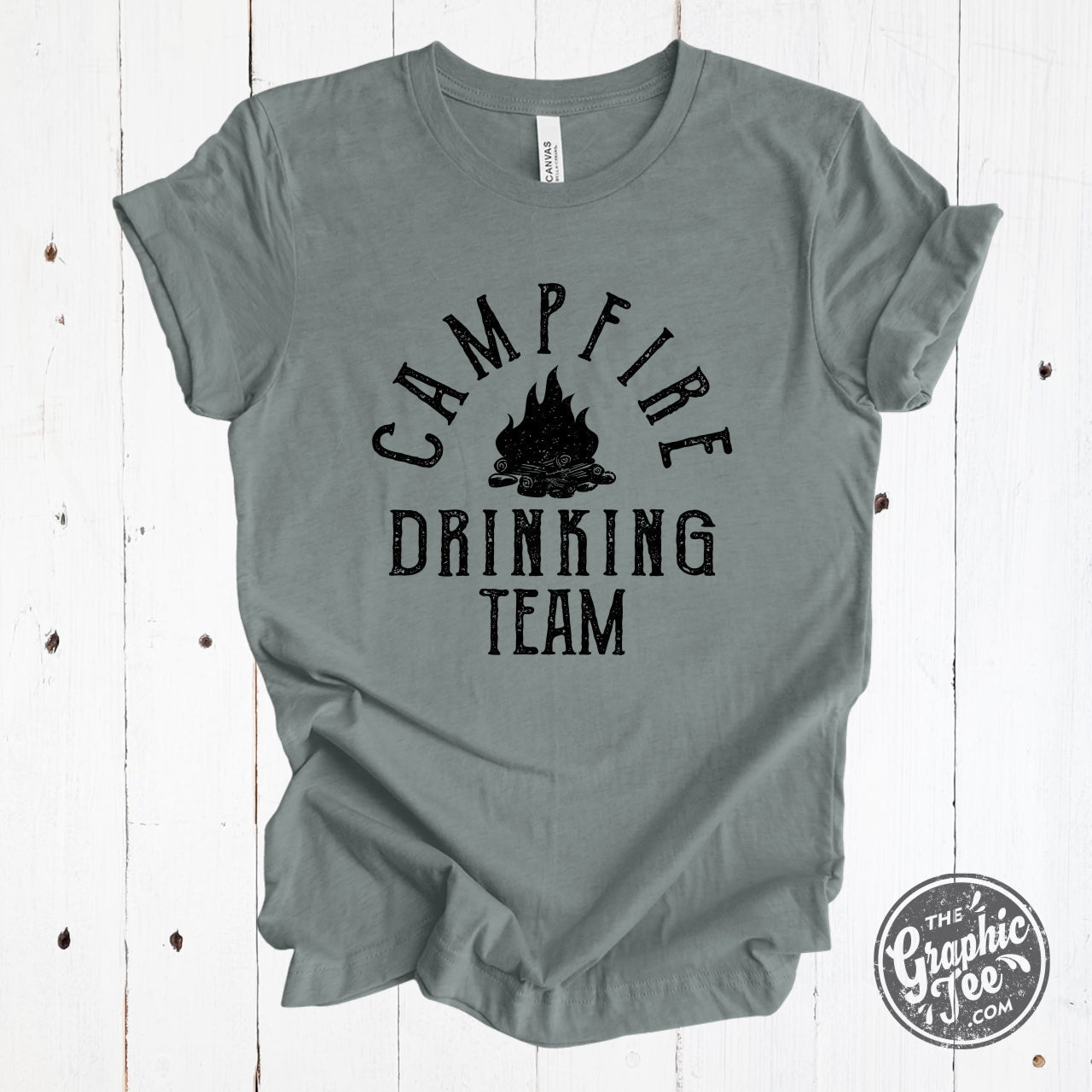 Campfire Drinking Team Heather Blue Storm Short Sleeve Tee