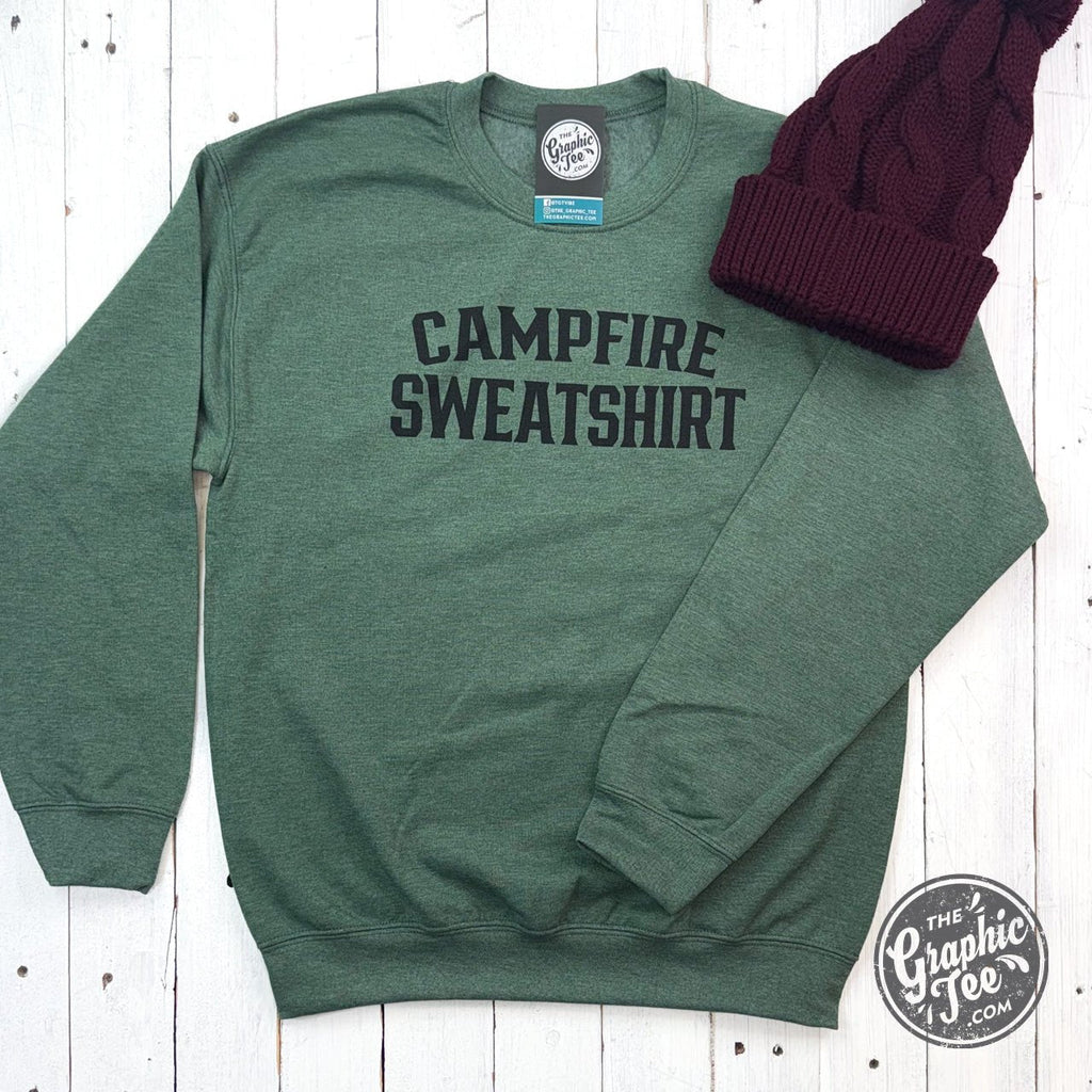 Campfire Sweatshirt Heather Sport Dark Green Crewneck Sweatshirt