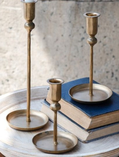 Set of 3 Gold Plate Candle Holders