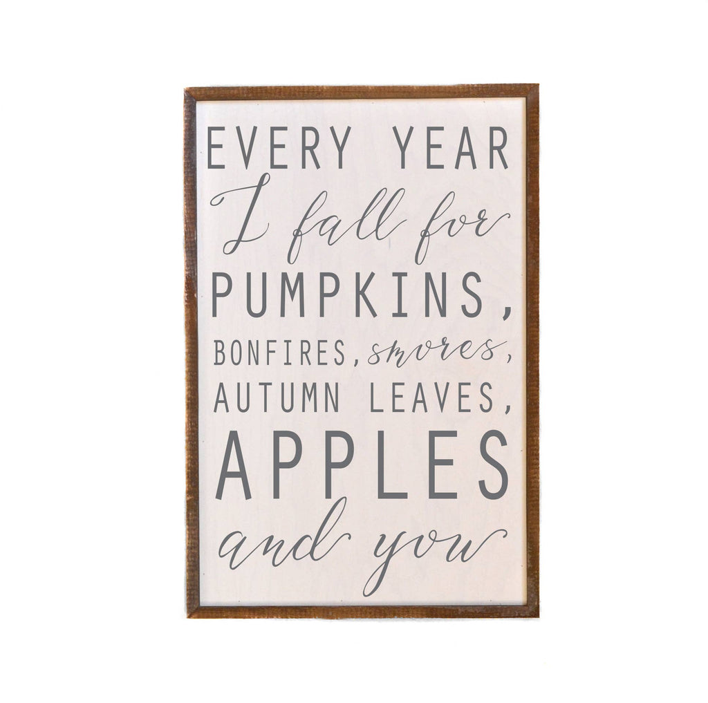 Every Year I Fall For Pumpkins Fall Decor Wood Wall Signs