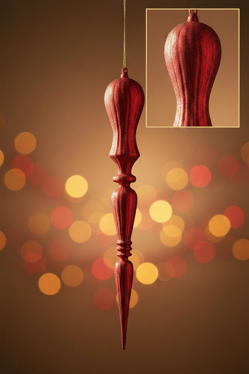 23" Red Glass Finial Ornament