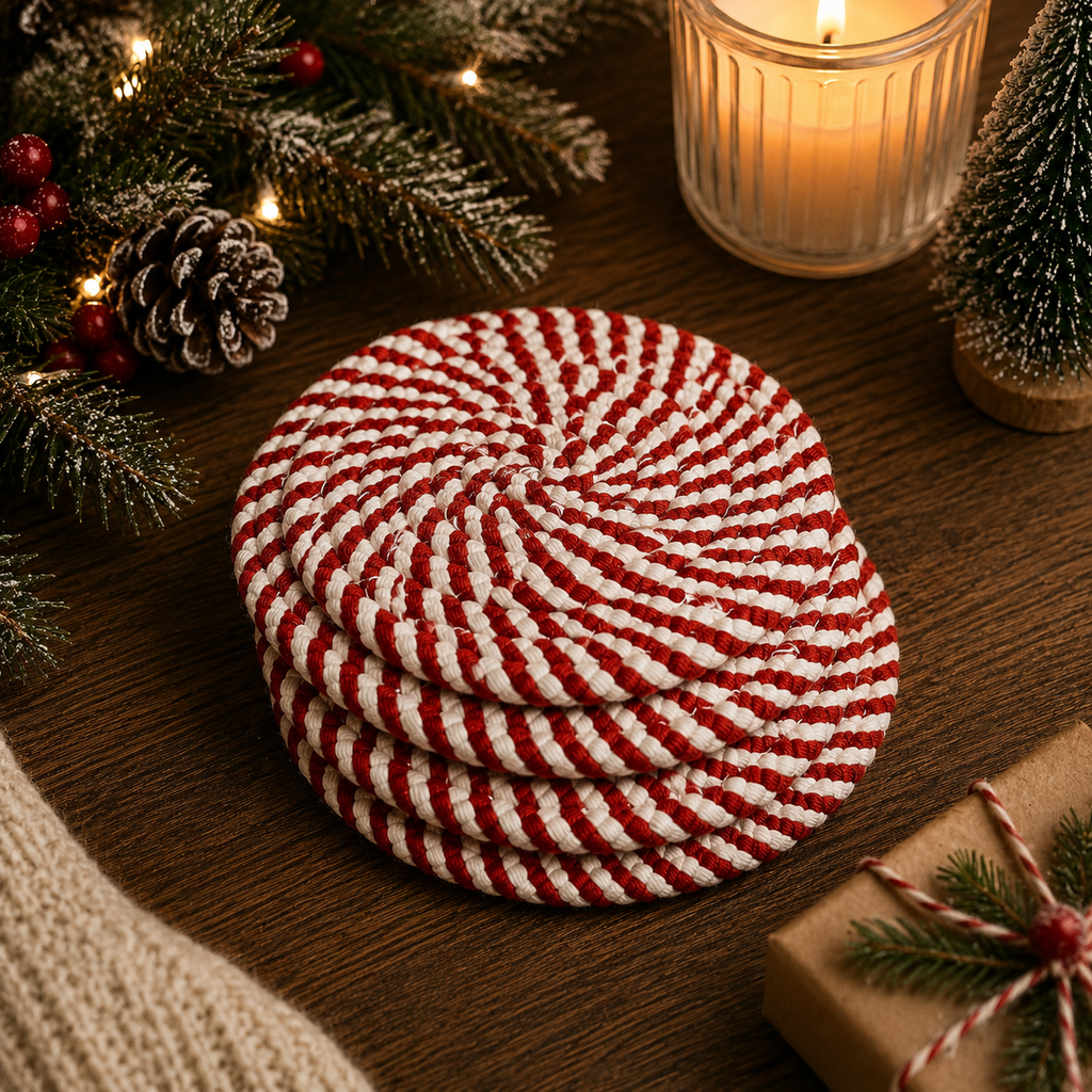 Candy Cane Coaster 4pk