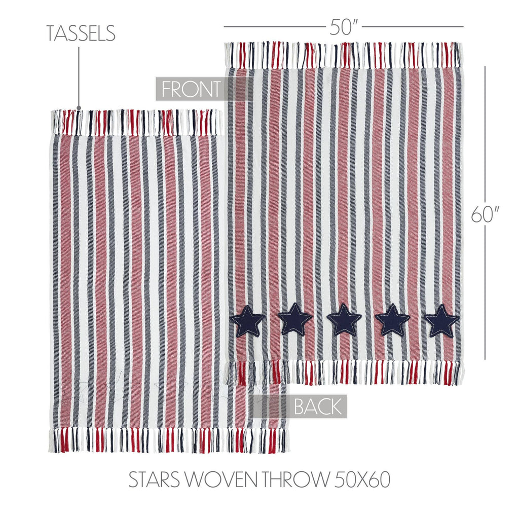 Americana Red White Blue Stripe Throw Blanket 50x60