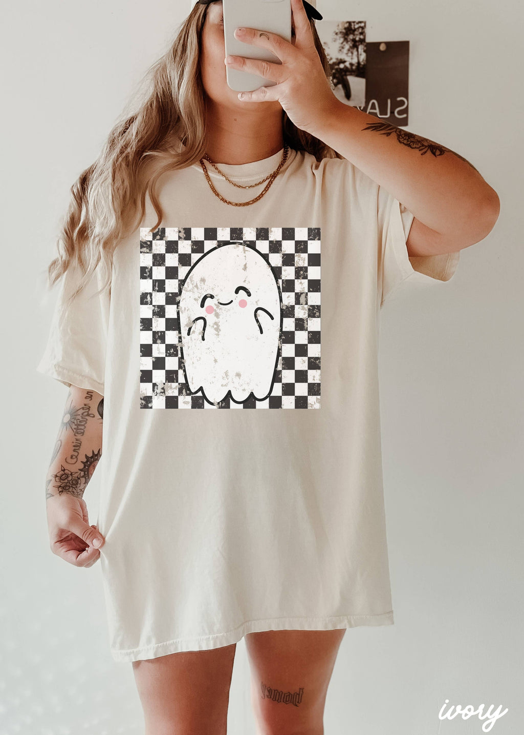 Checkered Ghost Graphic Tee