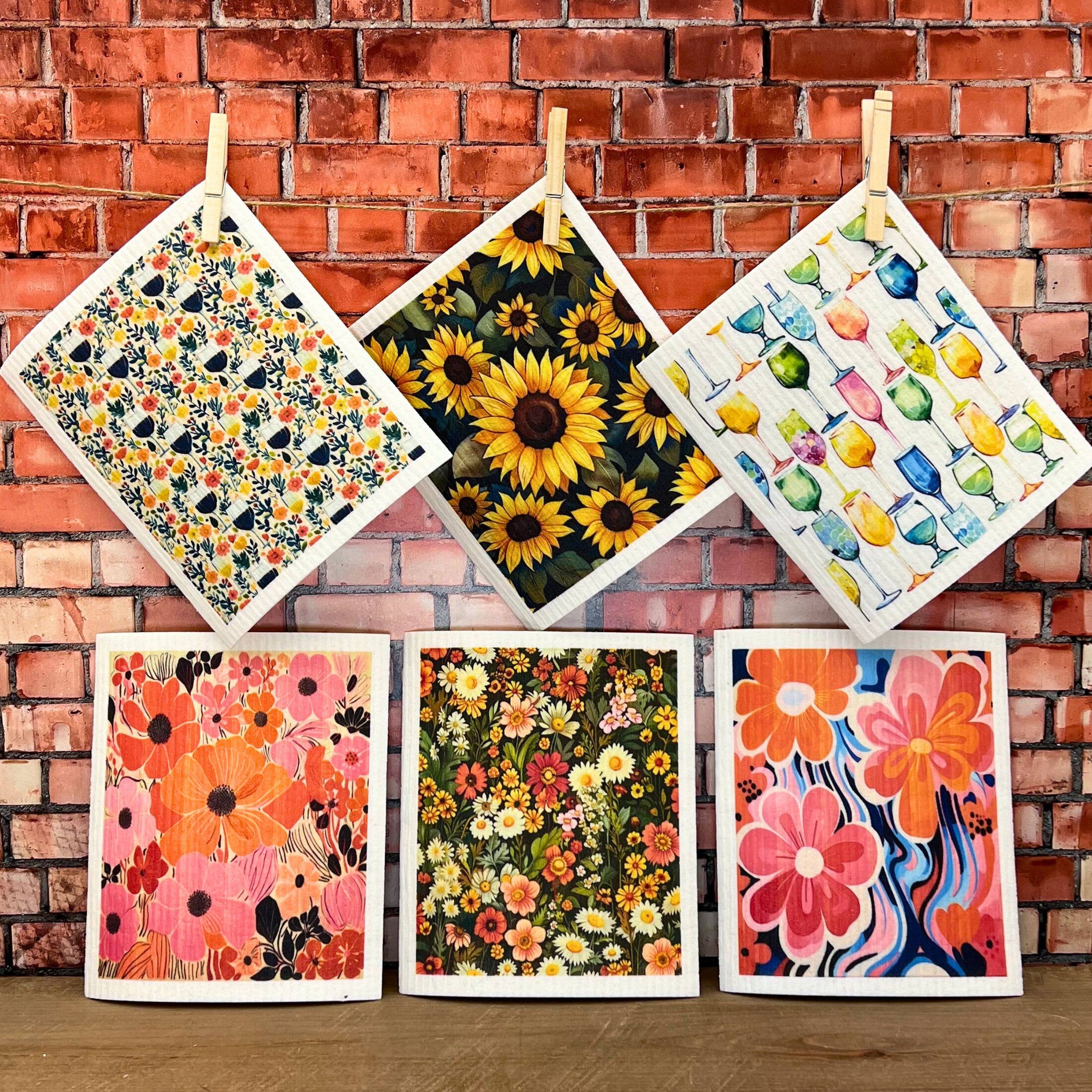 Summer Sunflower Fields Swedish Dishcloths - Kitchen