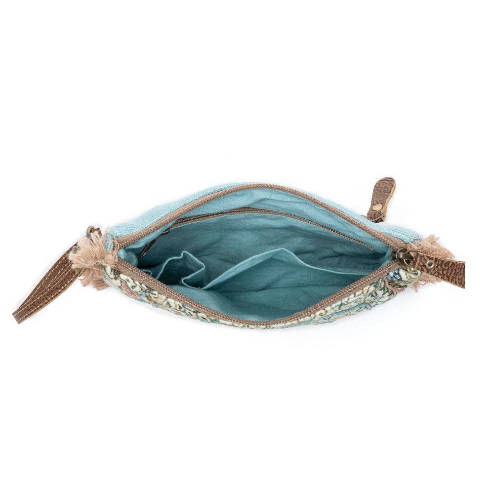 Mystic Meadow Embroidered Pouch in Boho Blue Myra Bag