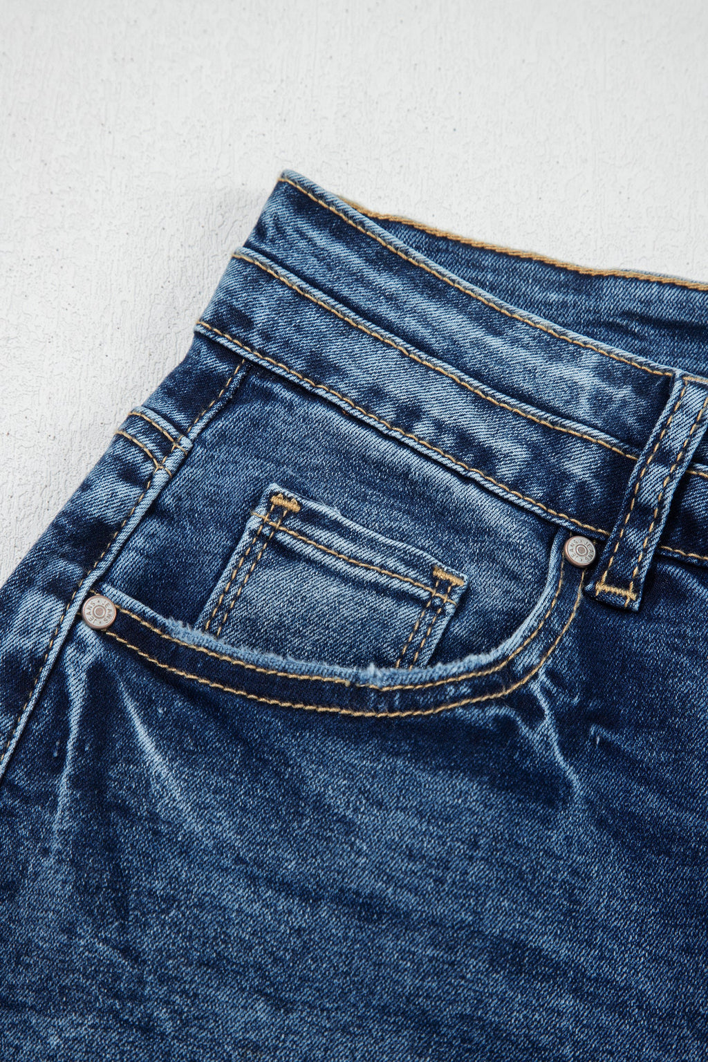 Sail Blue Acid Wash Pocket Detail Flare Jeans