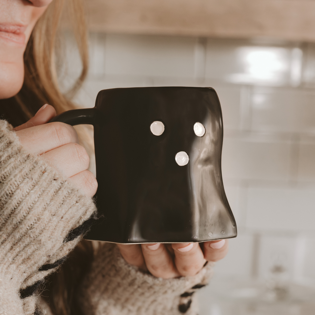 Black Ghost Coffee Mug - Halloween Decor & Gifts