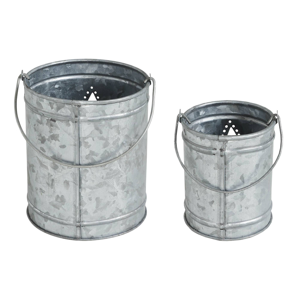Rustic Galvanized Star Candle Pails Set of 2