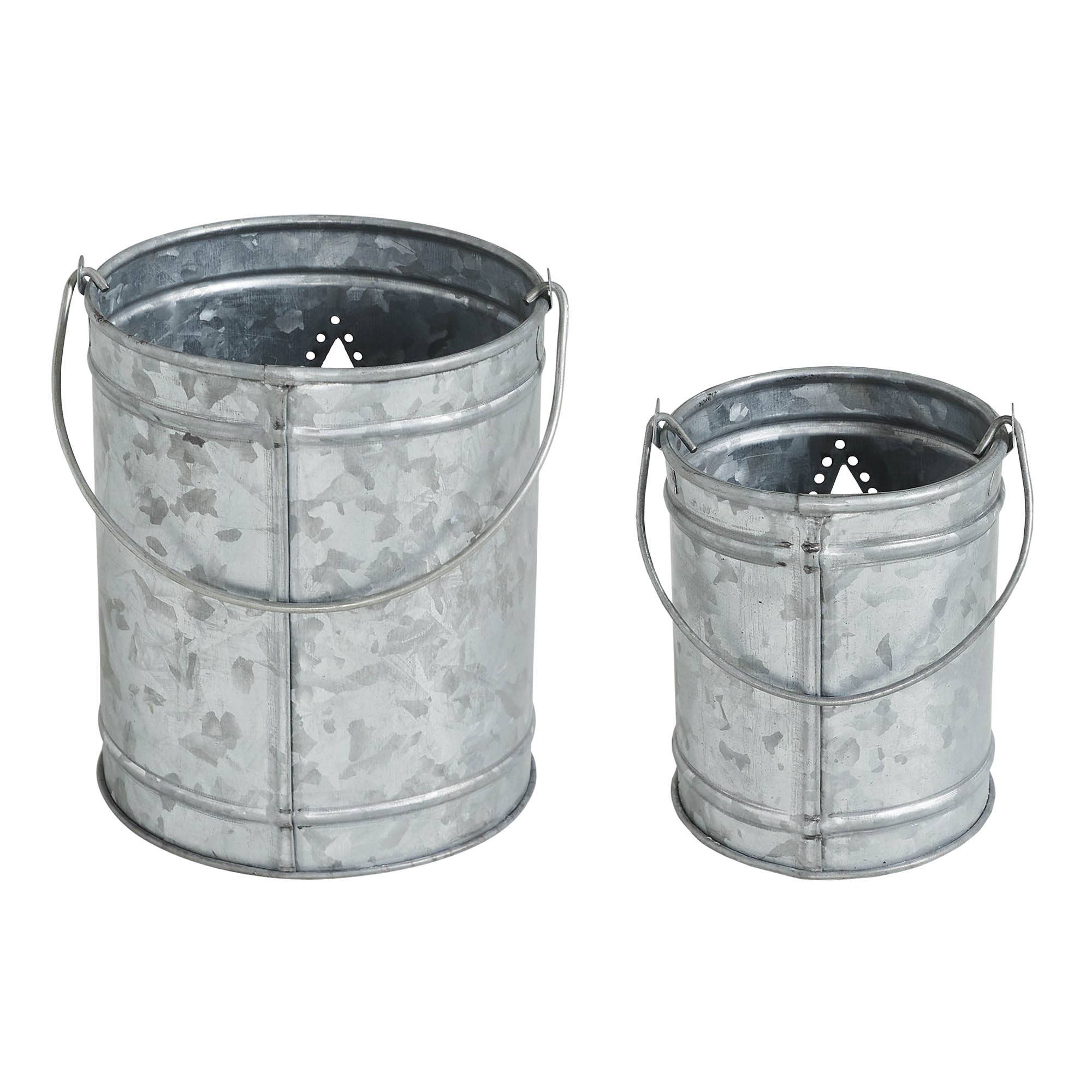 Rustic Galvanized Star Candle Pails Set of 2